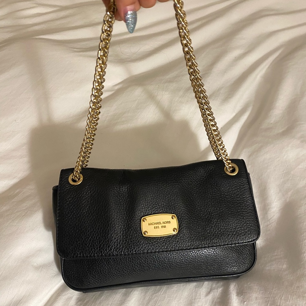 Michael Kors Black Leather Shoulder Bag